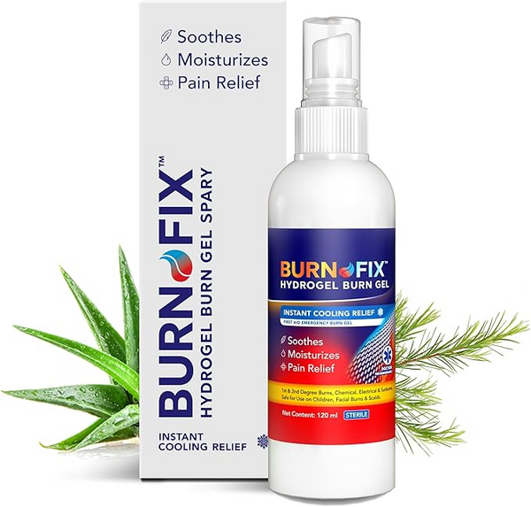 BurnFix Hydrogel Burn Spray - 120ml | Instant Cooling Relief for 1st & 2nd Degree Burns, Sunburns, and Scalds | Doctor Recommended, Soothes & Moisturizes Skin, Safe for Kids & Adults